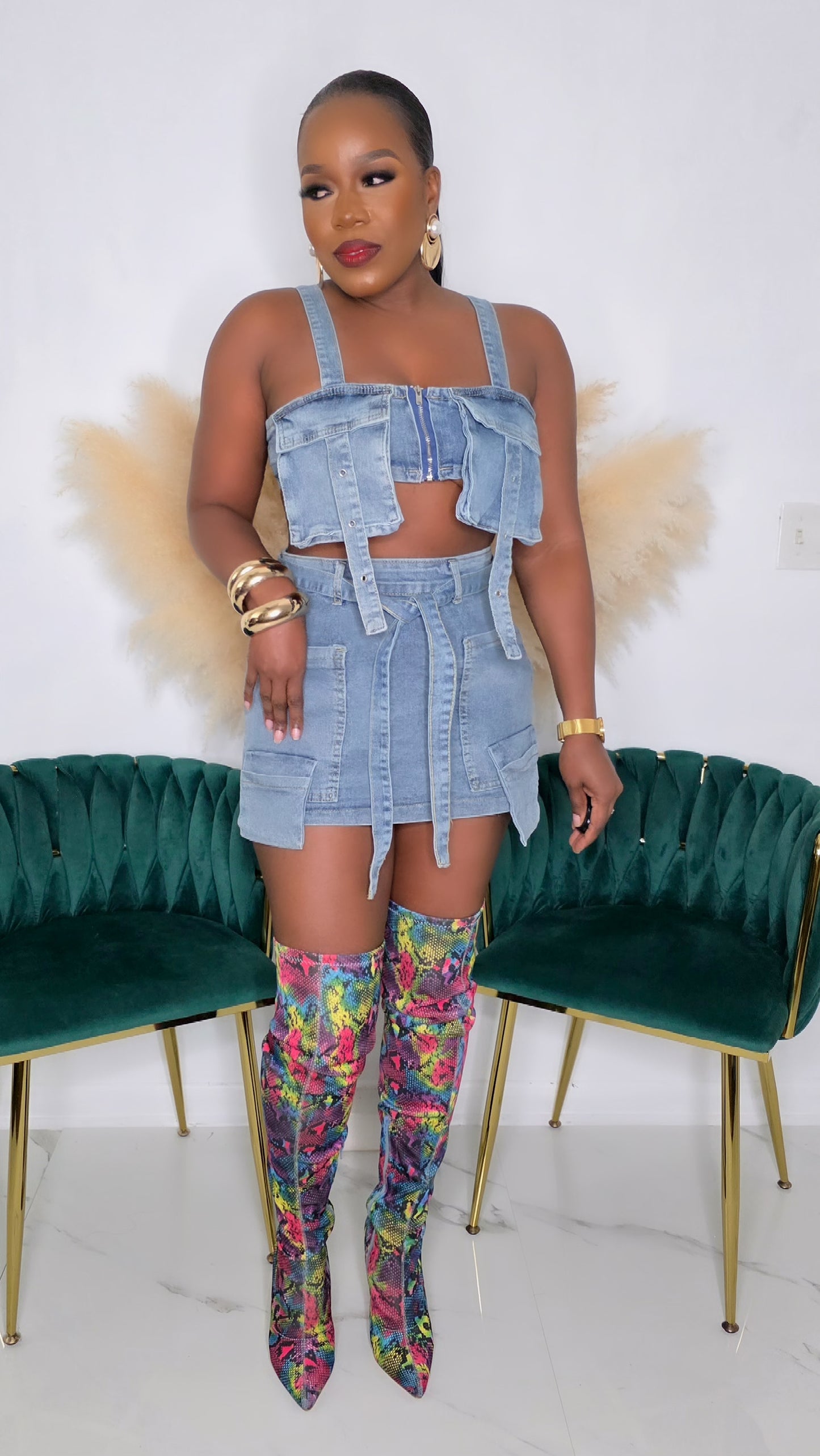 CROWD PLEASER DENIM SET