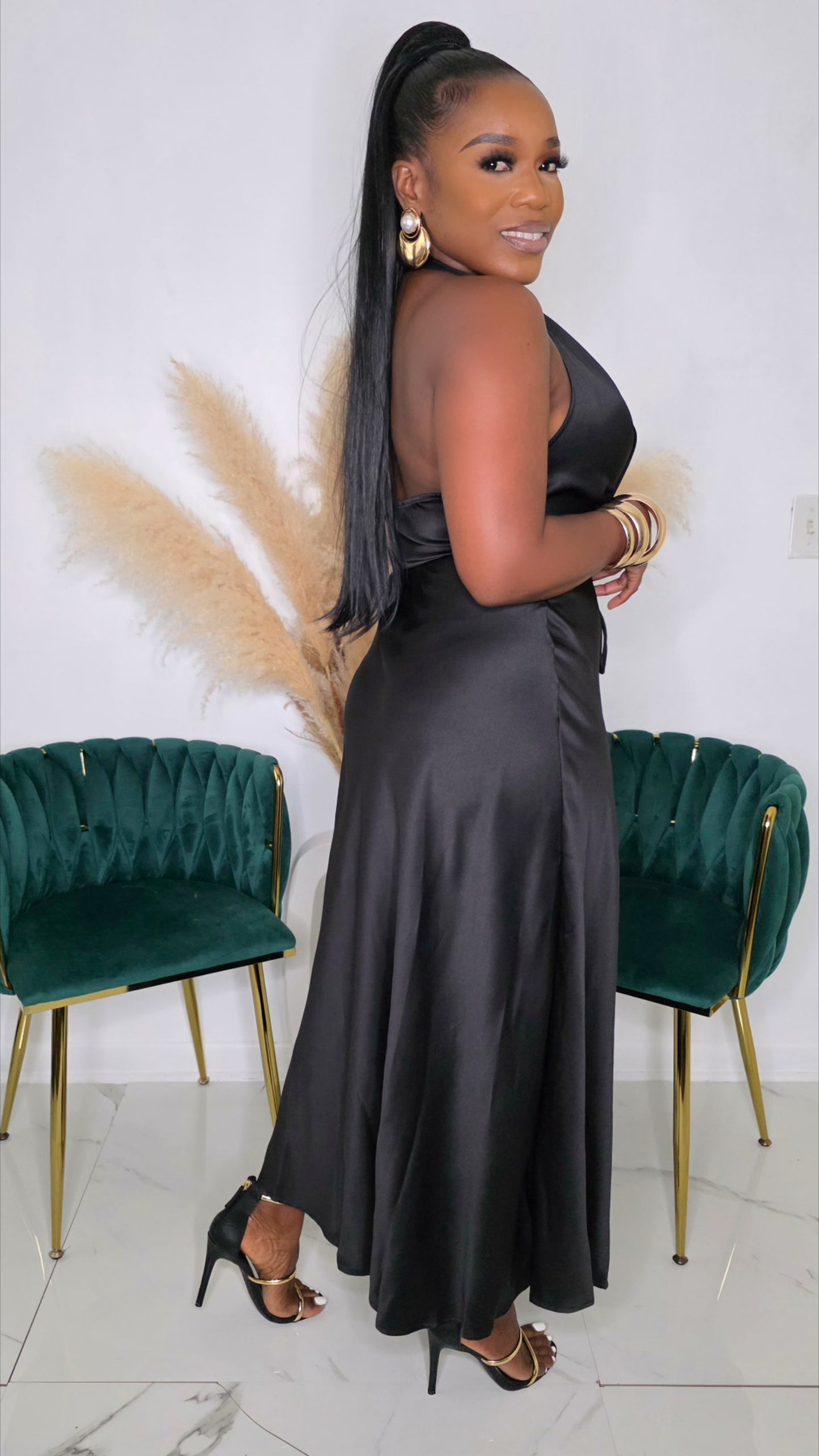 INSIDE SCOOP MAXI DRESS-BLACK