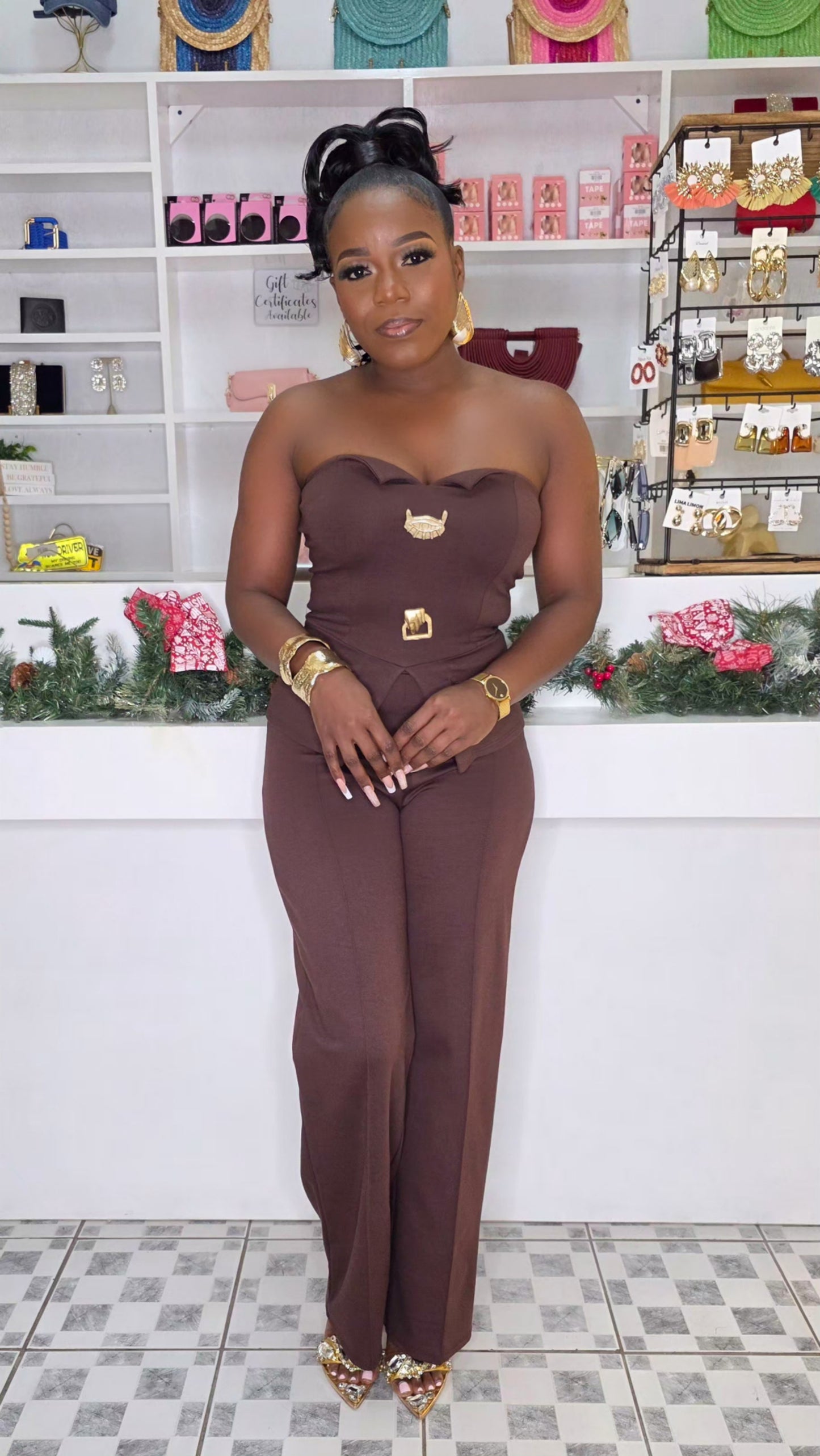 NEW FLAME 2 PIECE SET - BROWN