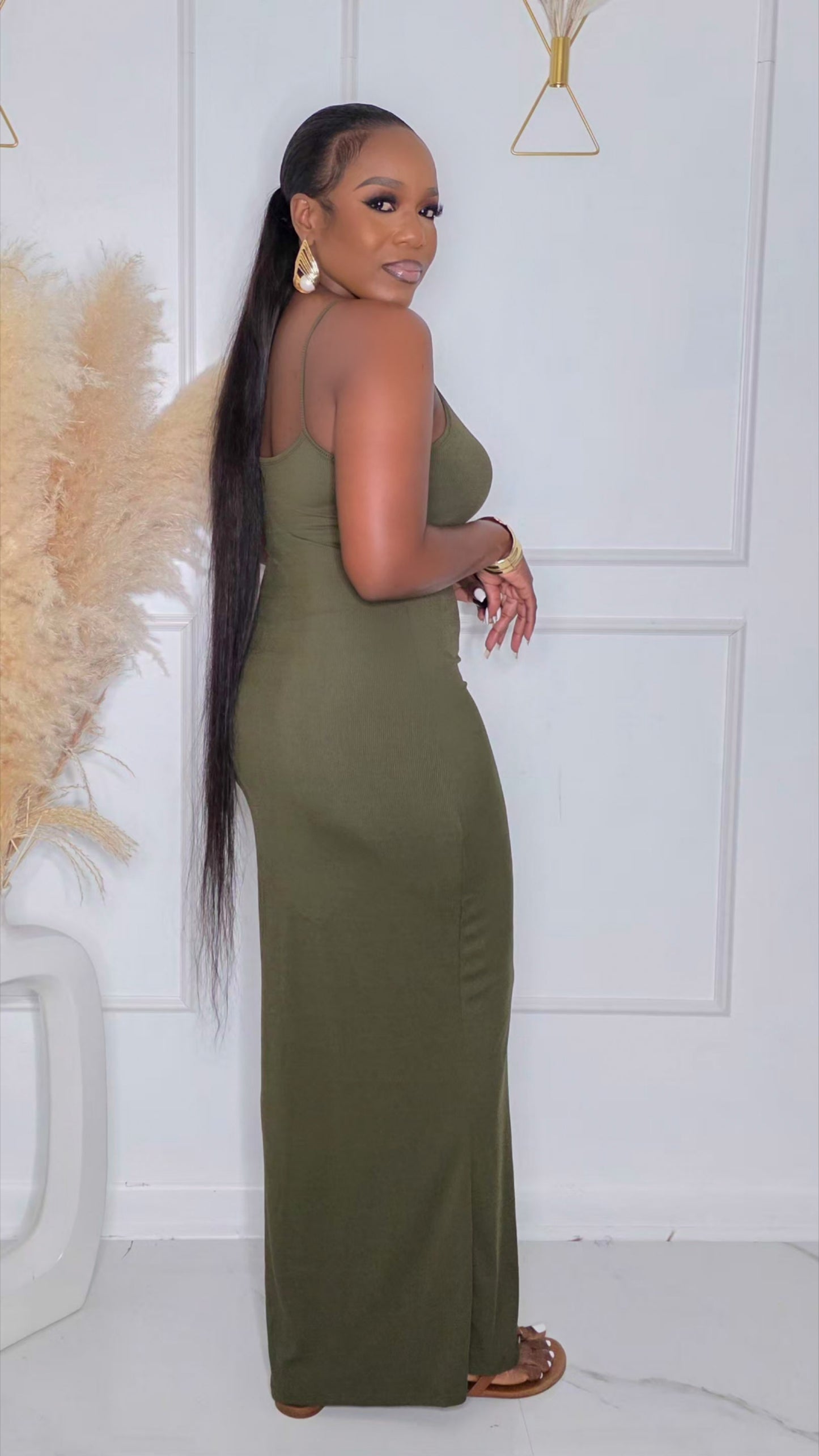 PRE-ORDER - SEXY BY DESIGN MAXI DRESS - OLIVE
