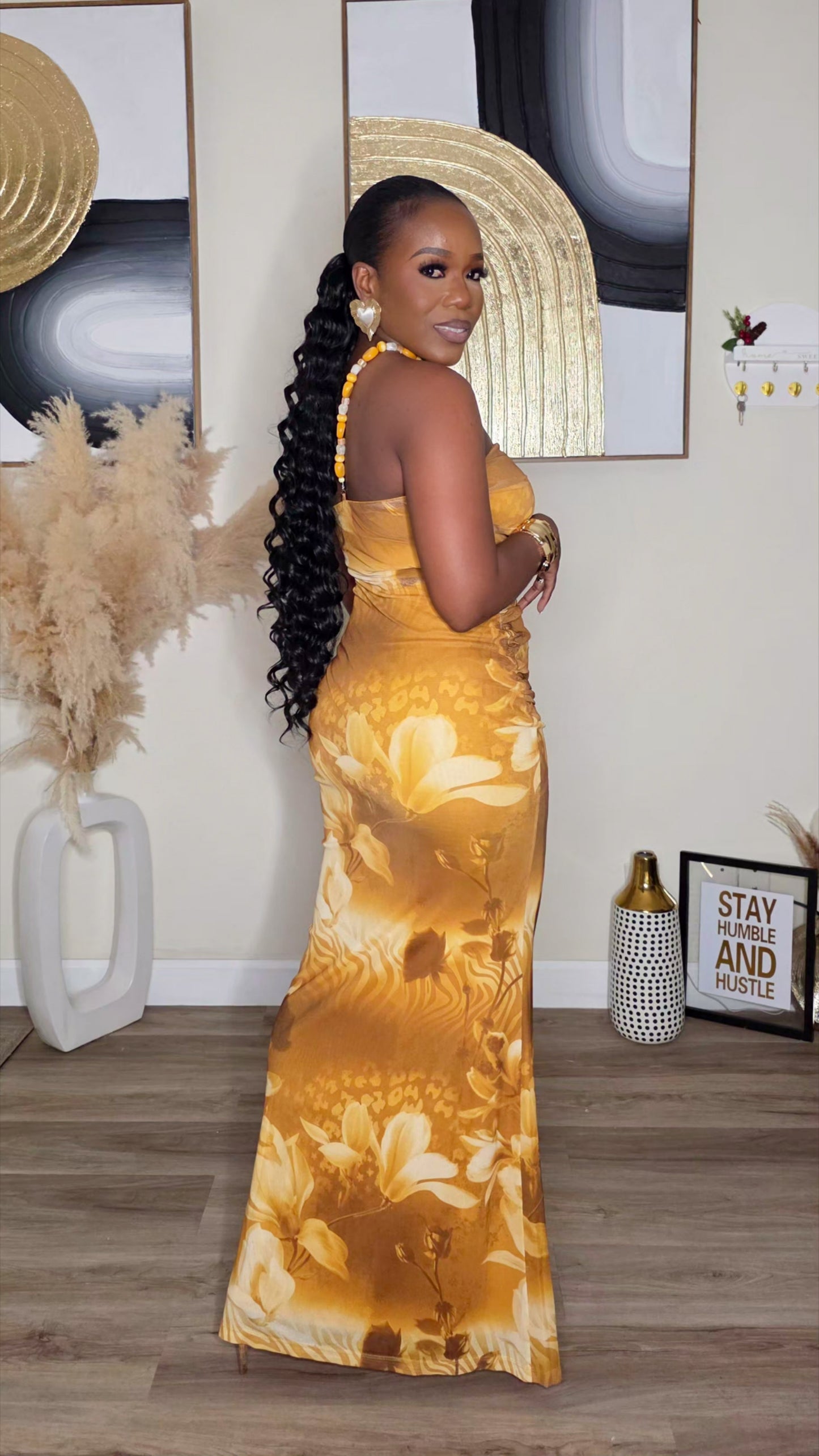 BEAUTY KLOSET MAXI DRESS - YELLOW MULTI