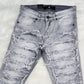 GREY DISTRESSED DENIM SHORTS