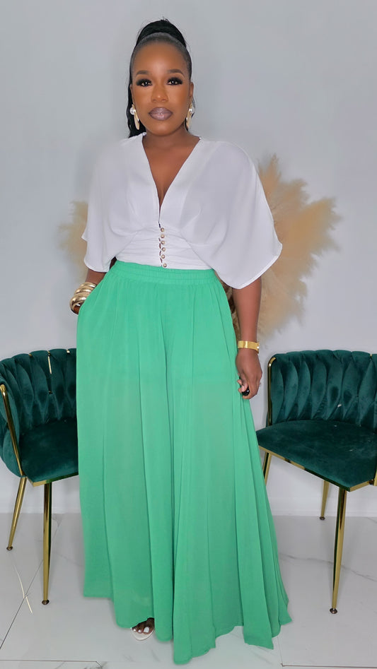 BREATHING ROOM PALAZZO PANTS - GREEN