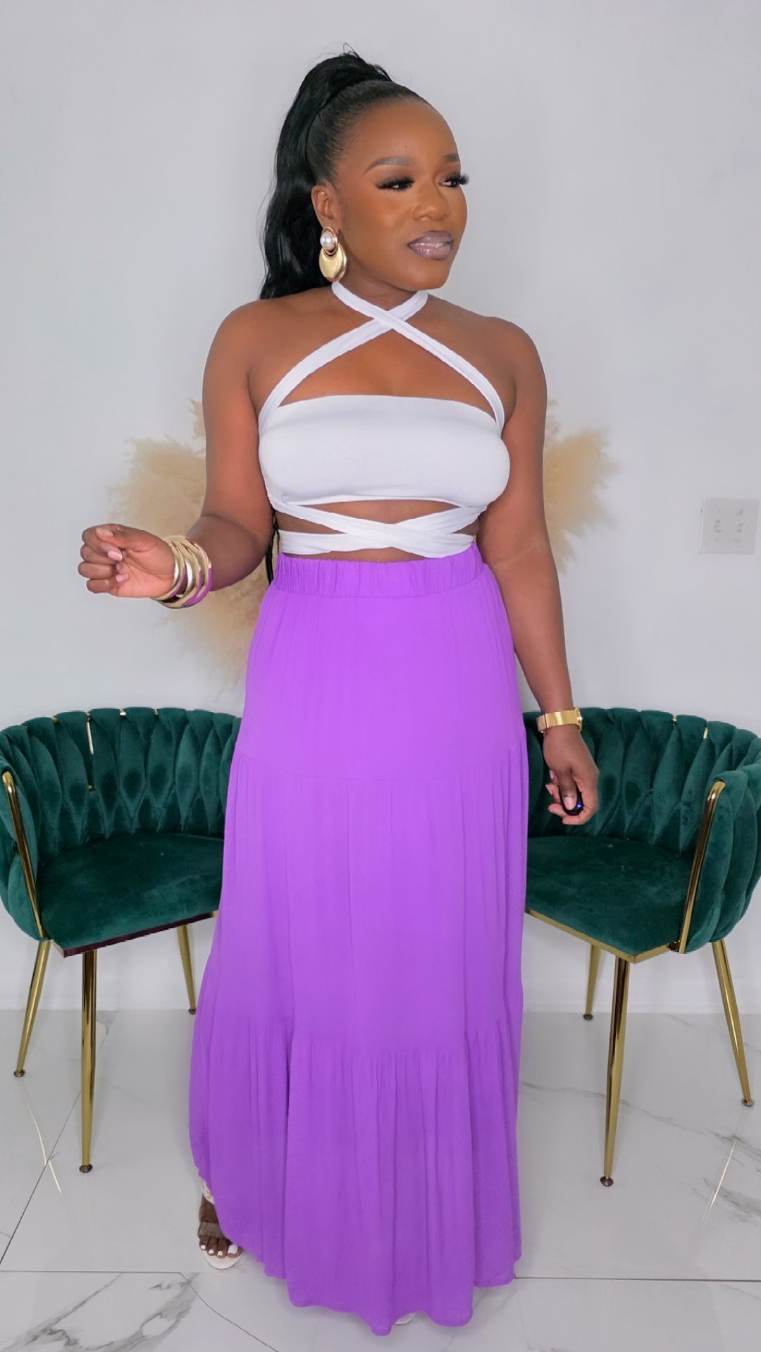 EYE CANDY MAXI SKIRT - PURPLE