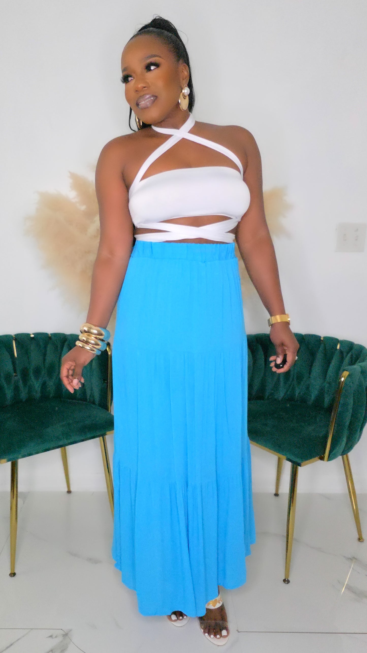 EYE CANDY MAXI SKIRT - BLUE