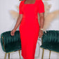 FOR FUTURE REFERENCE MIDI DRESS - RED