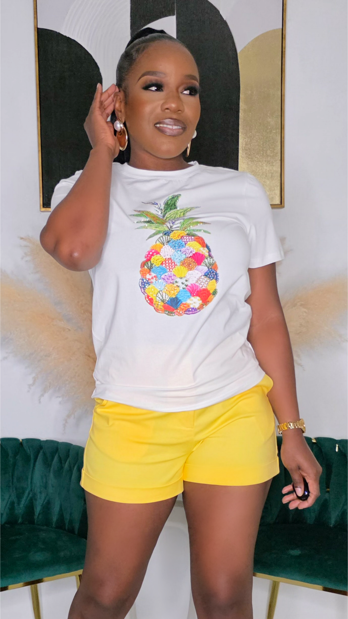 PINAPPLE LOVE T SHIRT-WHITE