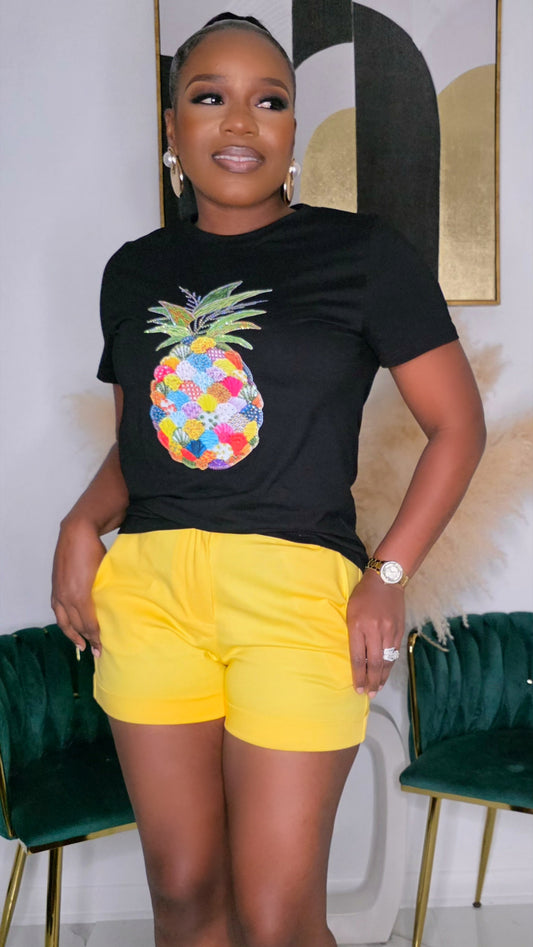 PINAPPLE LOVE T SHIRT-BLACK