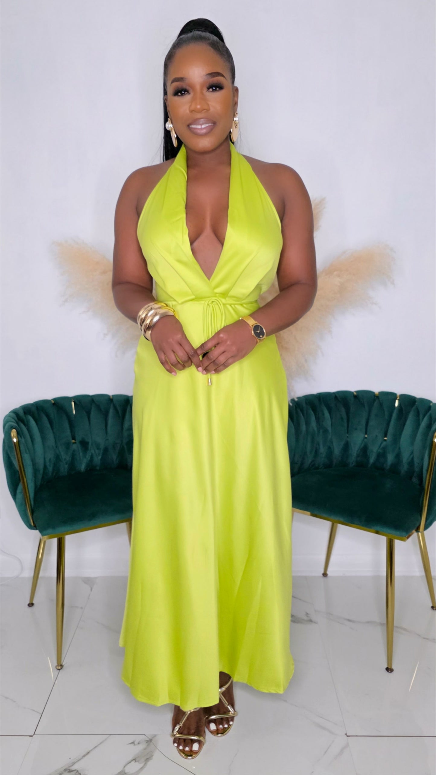 INSIDE SCOOP MAXI DRESS-LIME