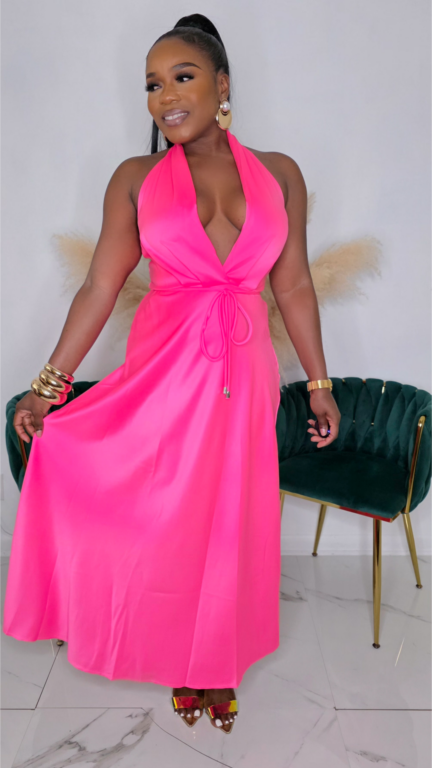 INSIDE SCOOP MAXI DRESS-FUCHSIA