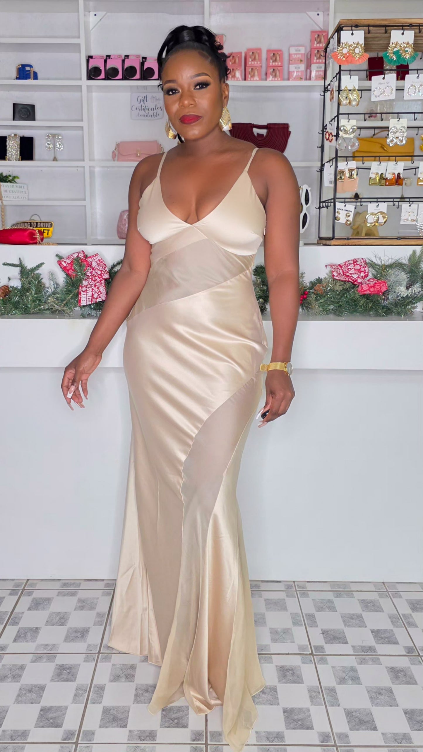 THINK TWICE MAXI DRESS - NUDE