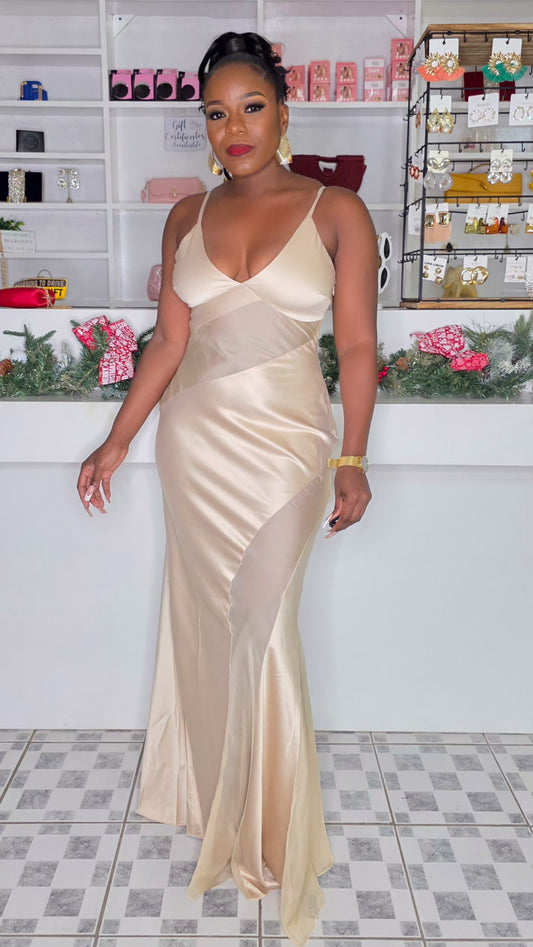 THINK TWICE MAXI DRESS - NUDE