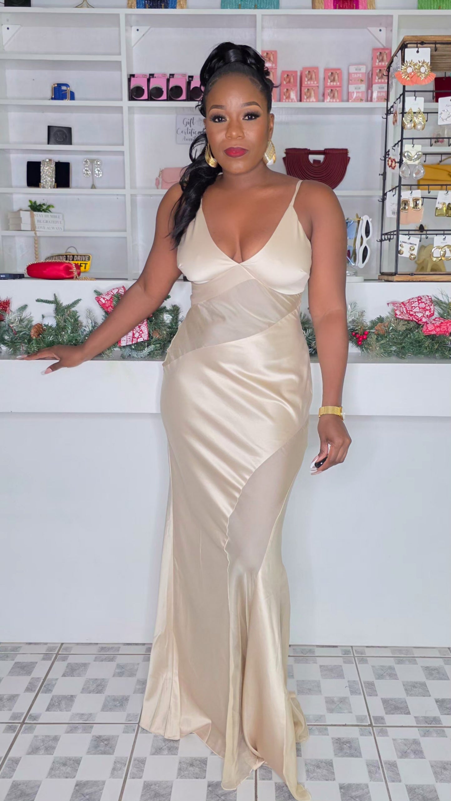 THINK TWICE MAXI DRESS - NUDE