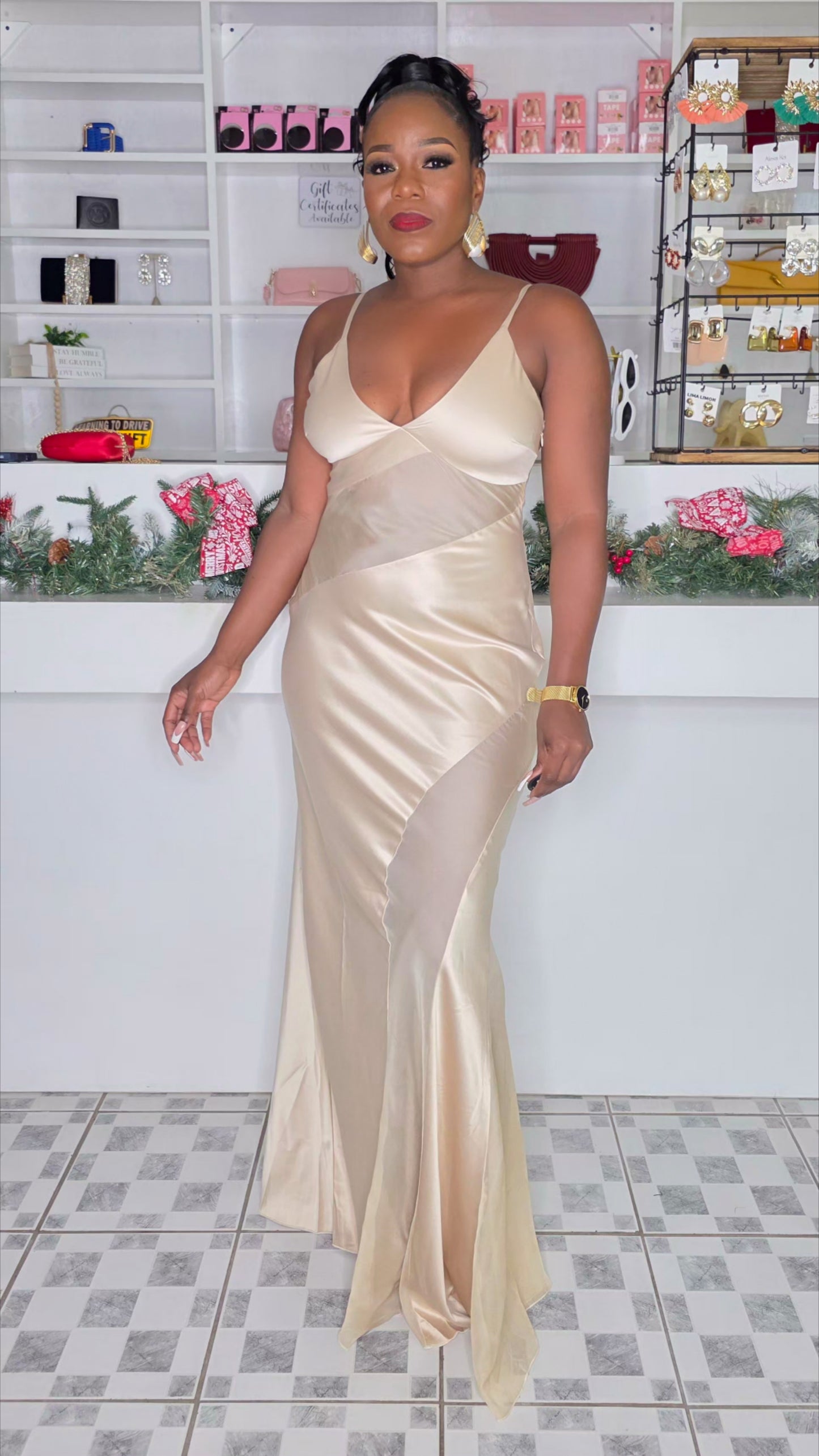 THINK TWICE MAXI DRESS - NUDE