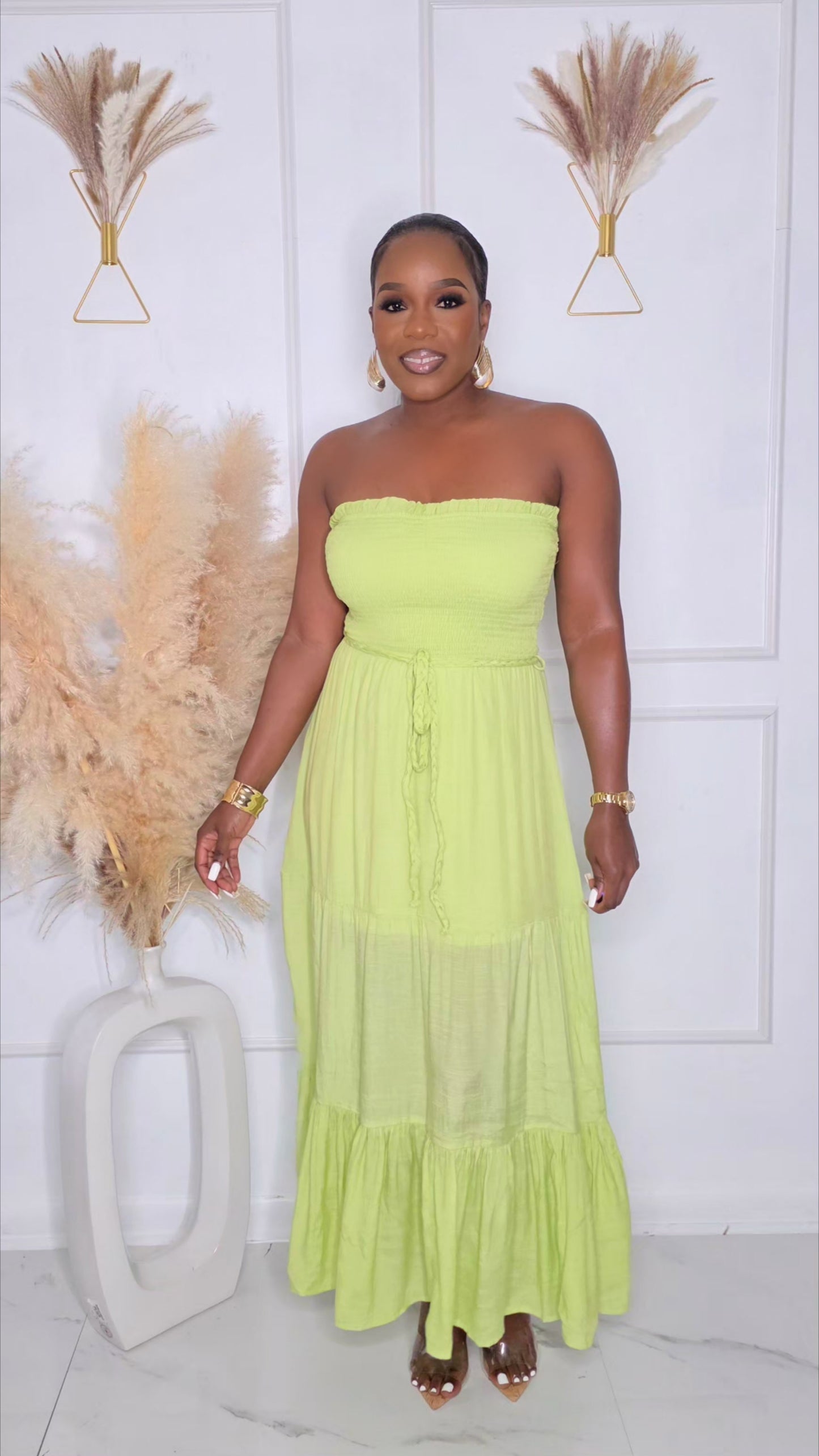 PRE-ORDER - NEXT PLAY MAXI DRESS - LIME