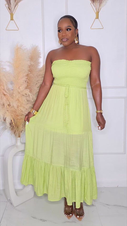 PRE-ORDER - NEXT PLAY MAXI DRESS - LIME
