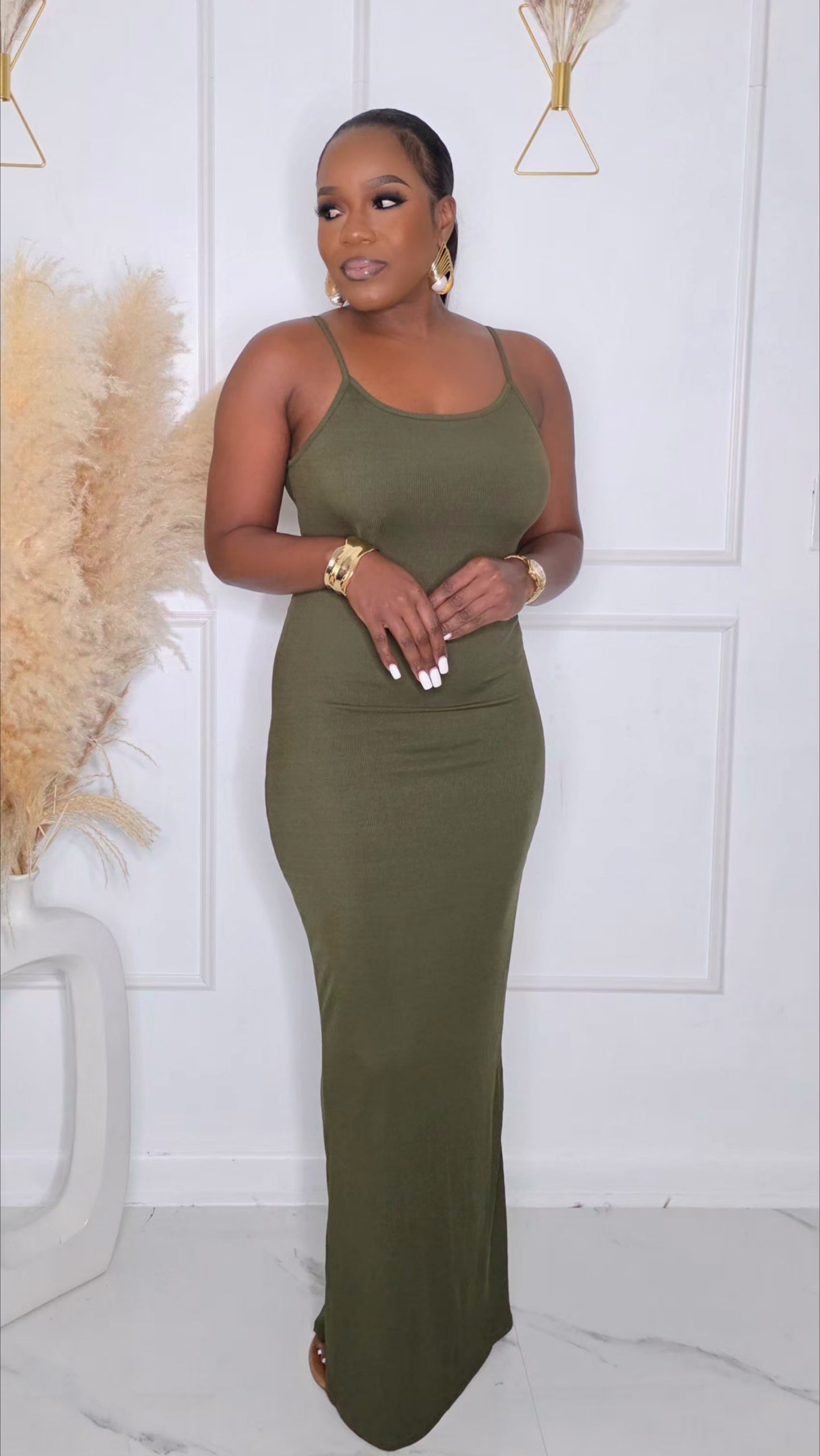 PRE-ORDER - SEXY BY DESIGN MAXI DRESS - OLIVE