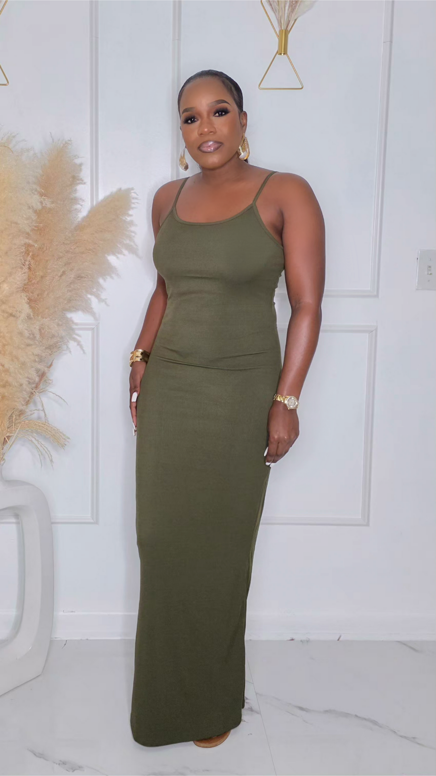 PRE-ORDER - SEXY BY DESIGN MAXI DRESS - OLIVE