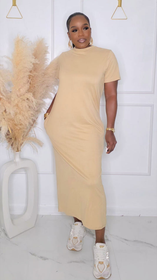 PRE-ORDER - ON SITE T-SHIRT DRESS - NUDE