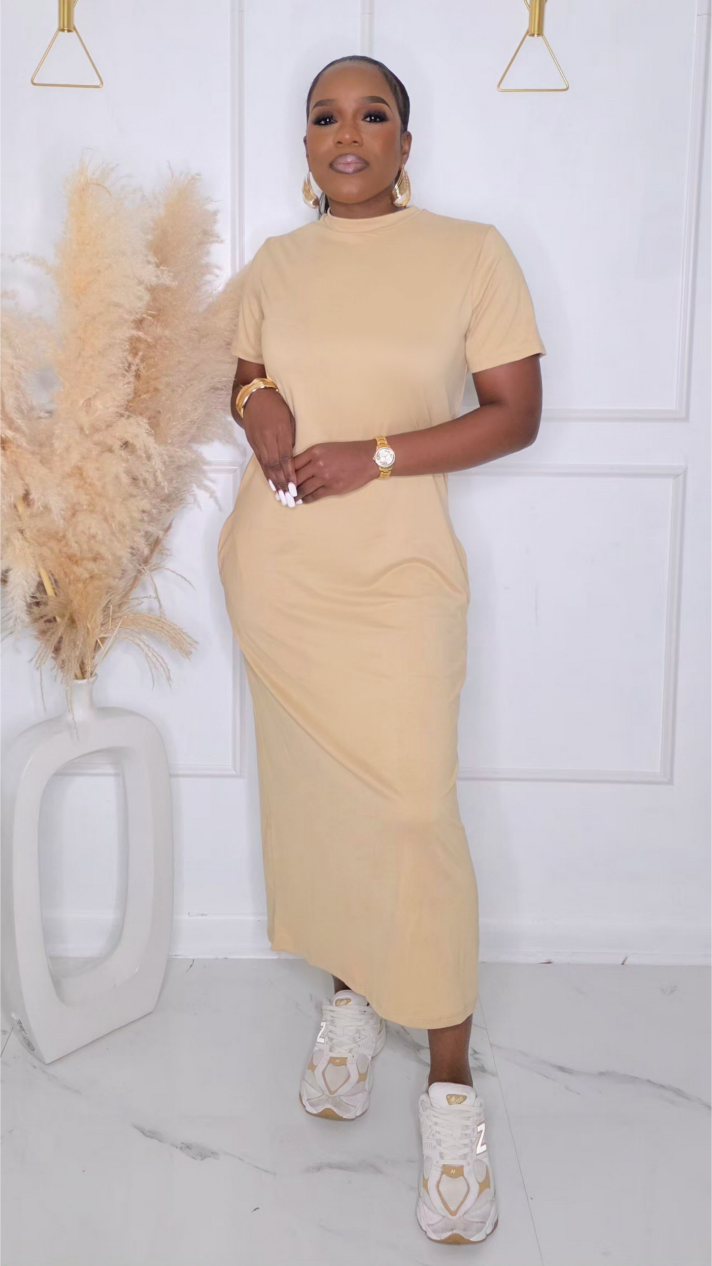 PRE-ORDER - ON SITE T-SHIRT DRESS - NUDE