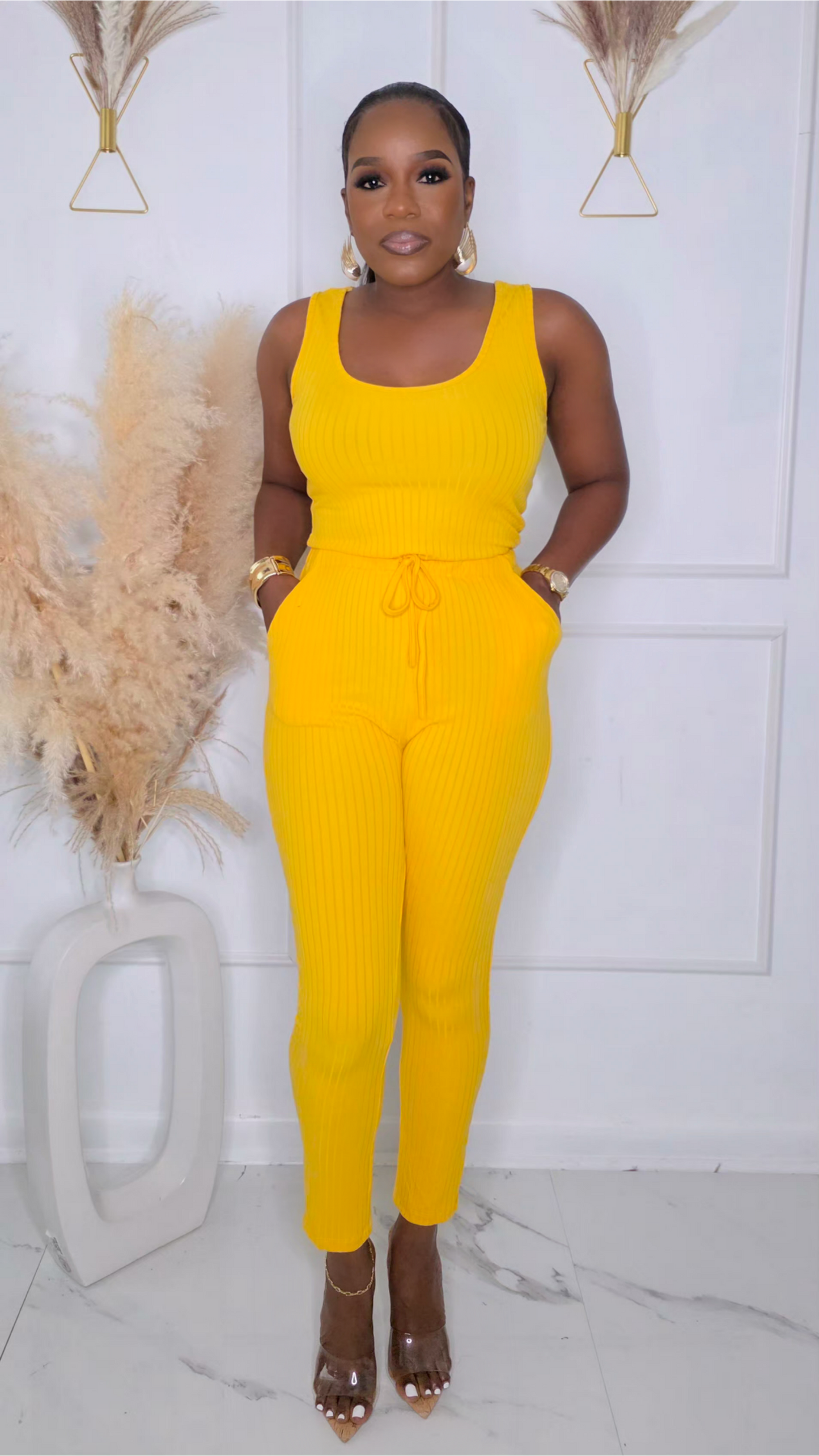 ON THE GRIND JUMPSUIT - YELLOW