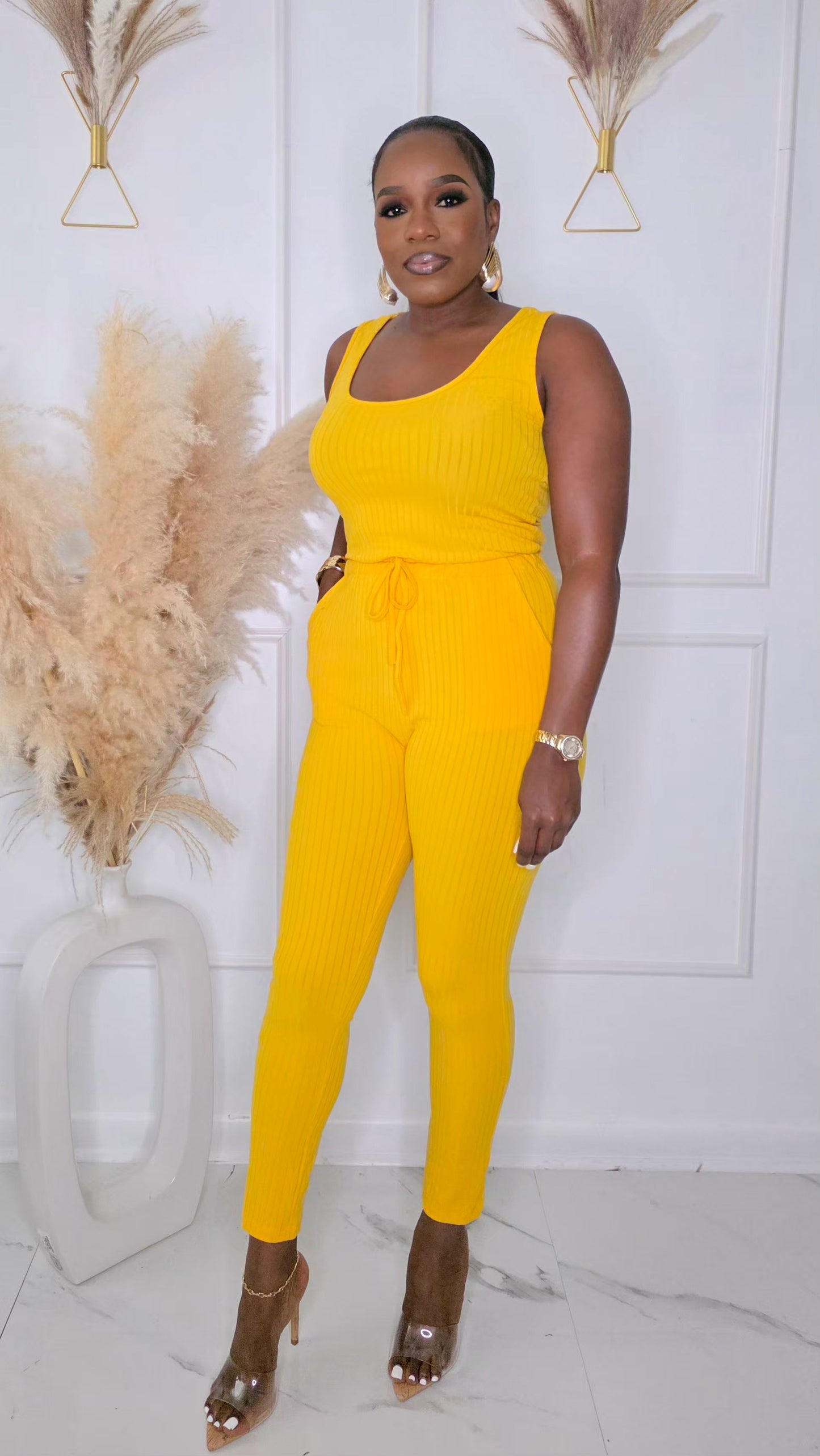 ON THE GRIND JUMPSUIT - YELLOW
