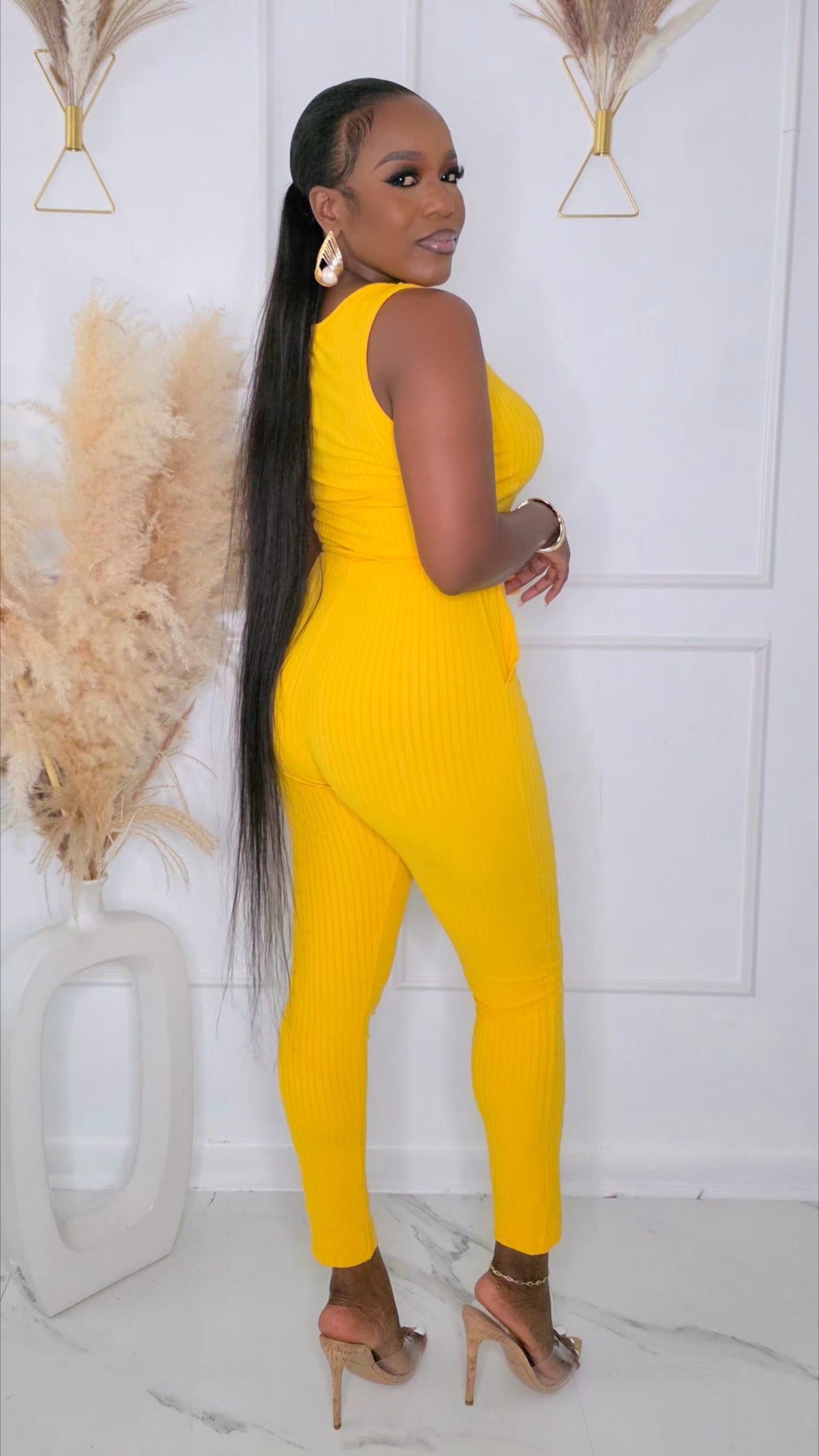 ON THE GRIND JUMPSUIT - YELLOW