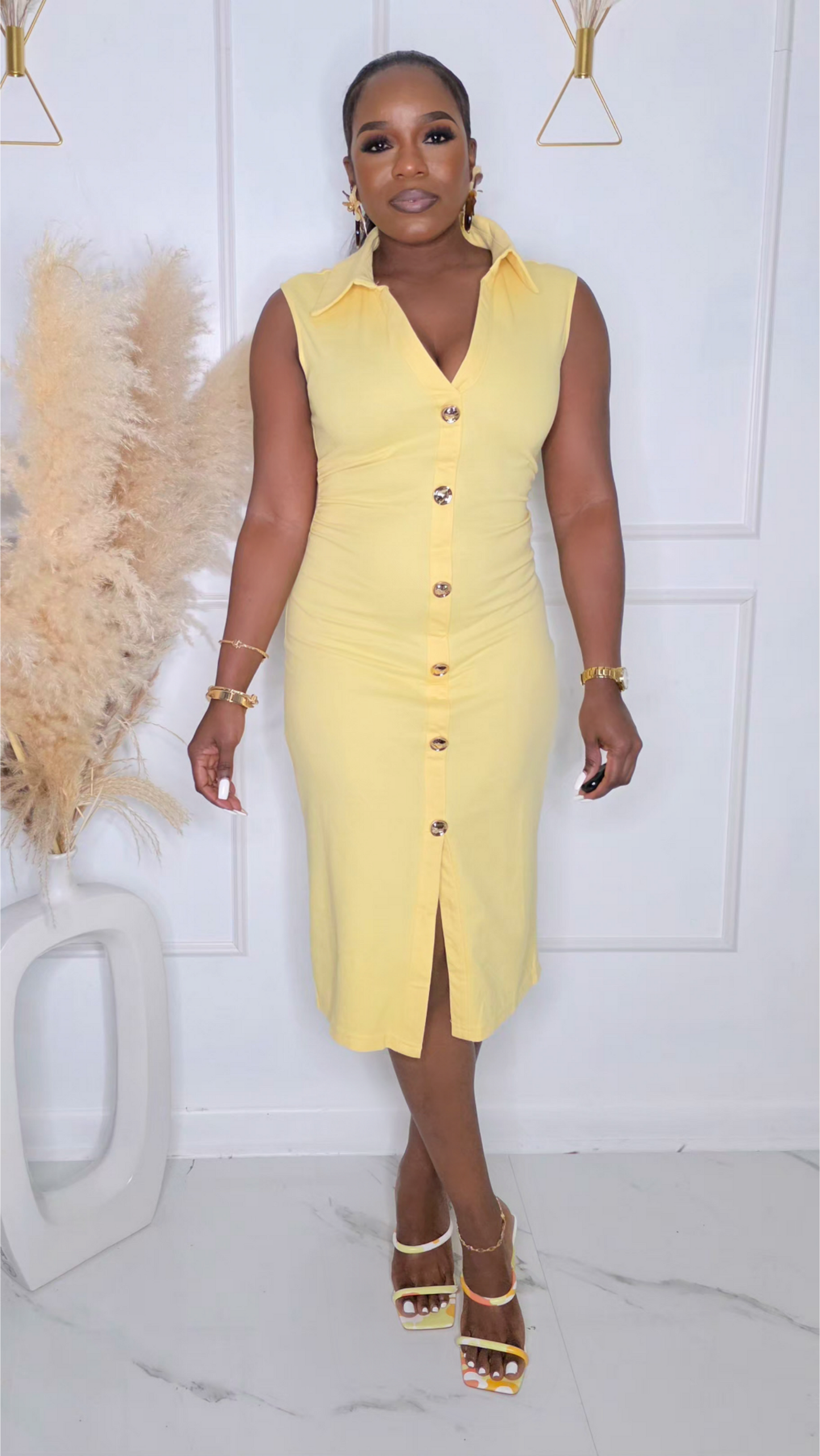 SPECIAL OFFERS MIDI DRESS - YELLOW
