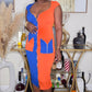 CANT MISS COLOR MIDI DRESS - BLUE/ORANGE