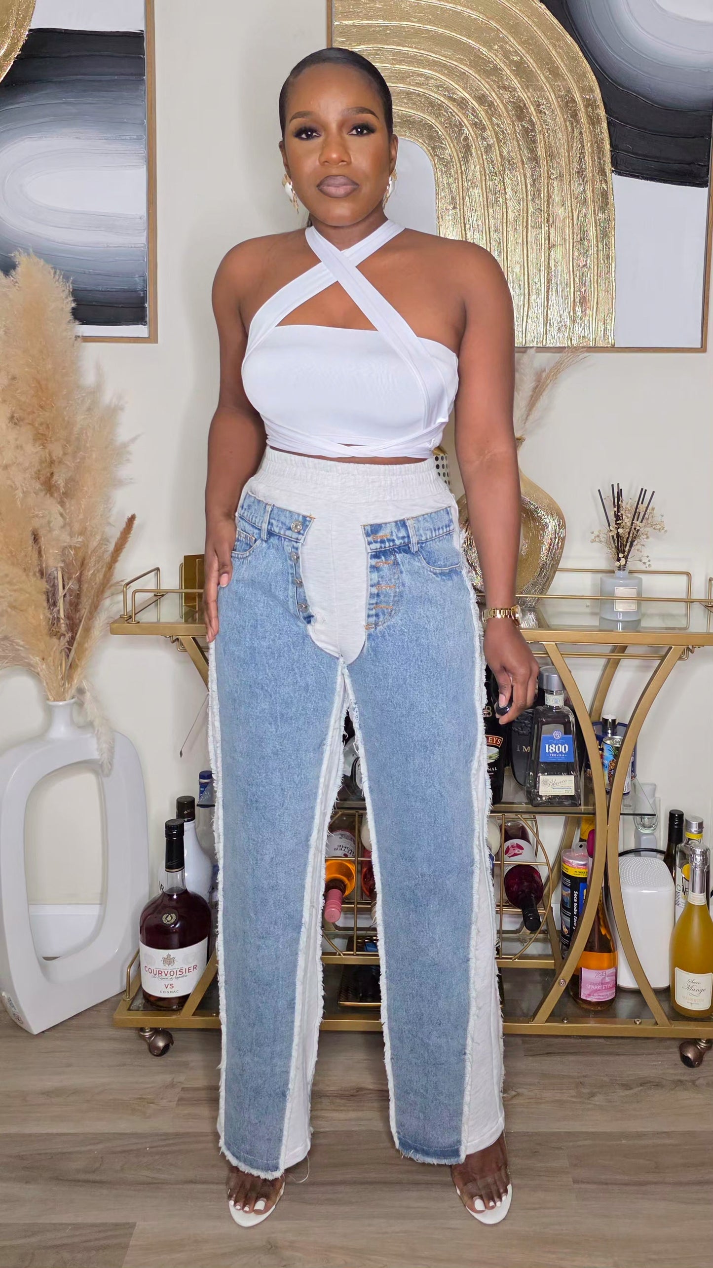 WILD + FREE PANTS - GREY/DENIM