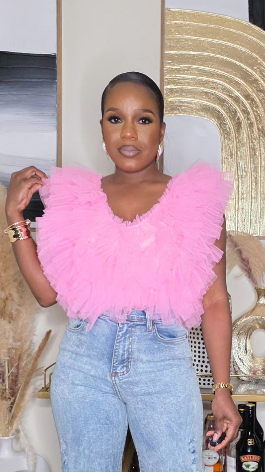 RUFFLE EXPLOSION BODYSUIT - PINK