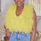 RUFFLE EXPLOSION BODYSUIT - YELLOW