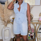 SIDE BAR DENIM ROMPER