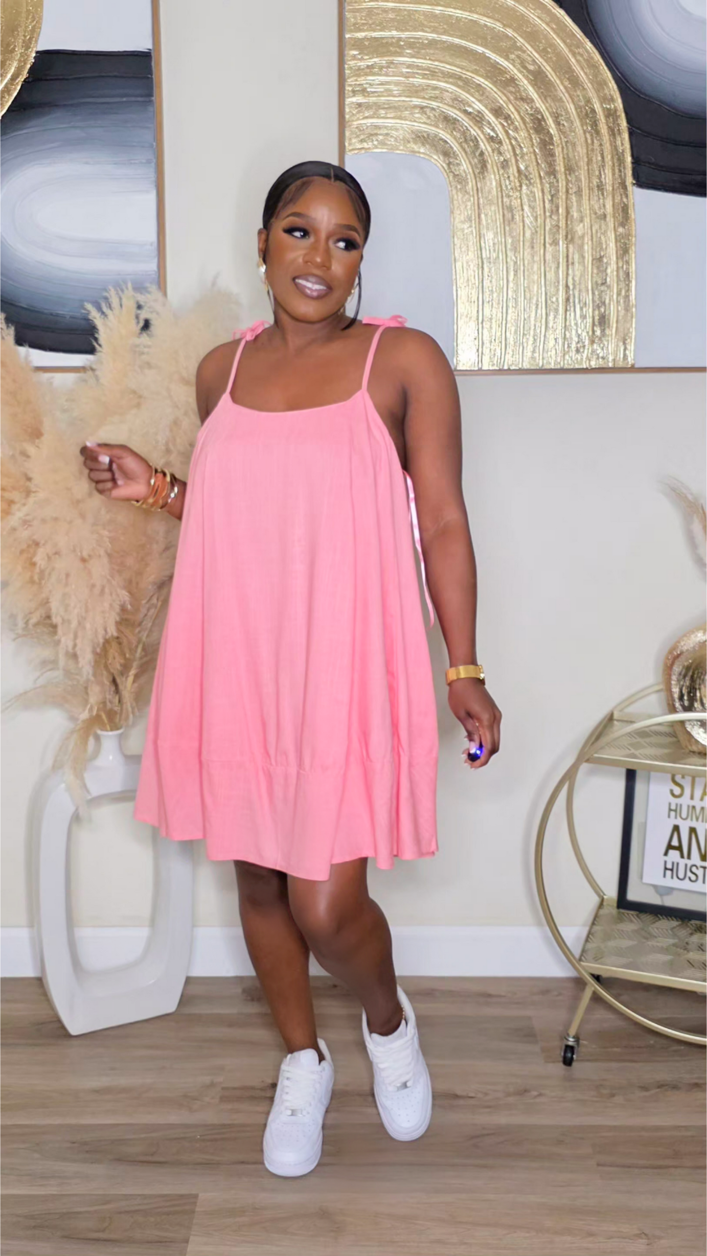 PRE-ORDER - COOL,CALM AND CHARMING MINI DRESS - PINK