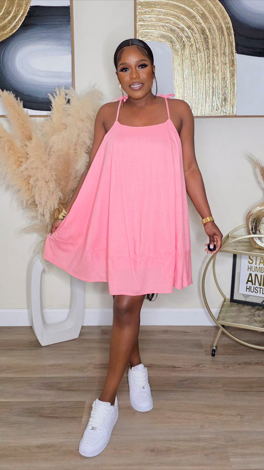 PRE-ORDER - COOL,CALM AND CHARMING MINI DRESS - PINK