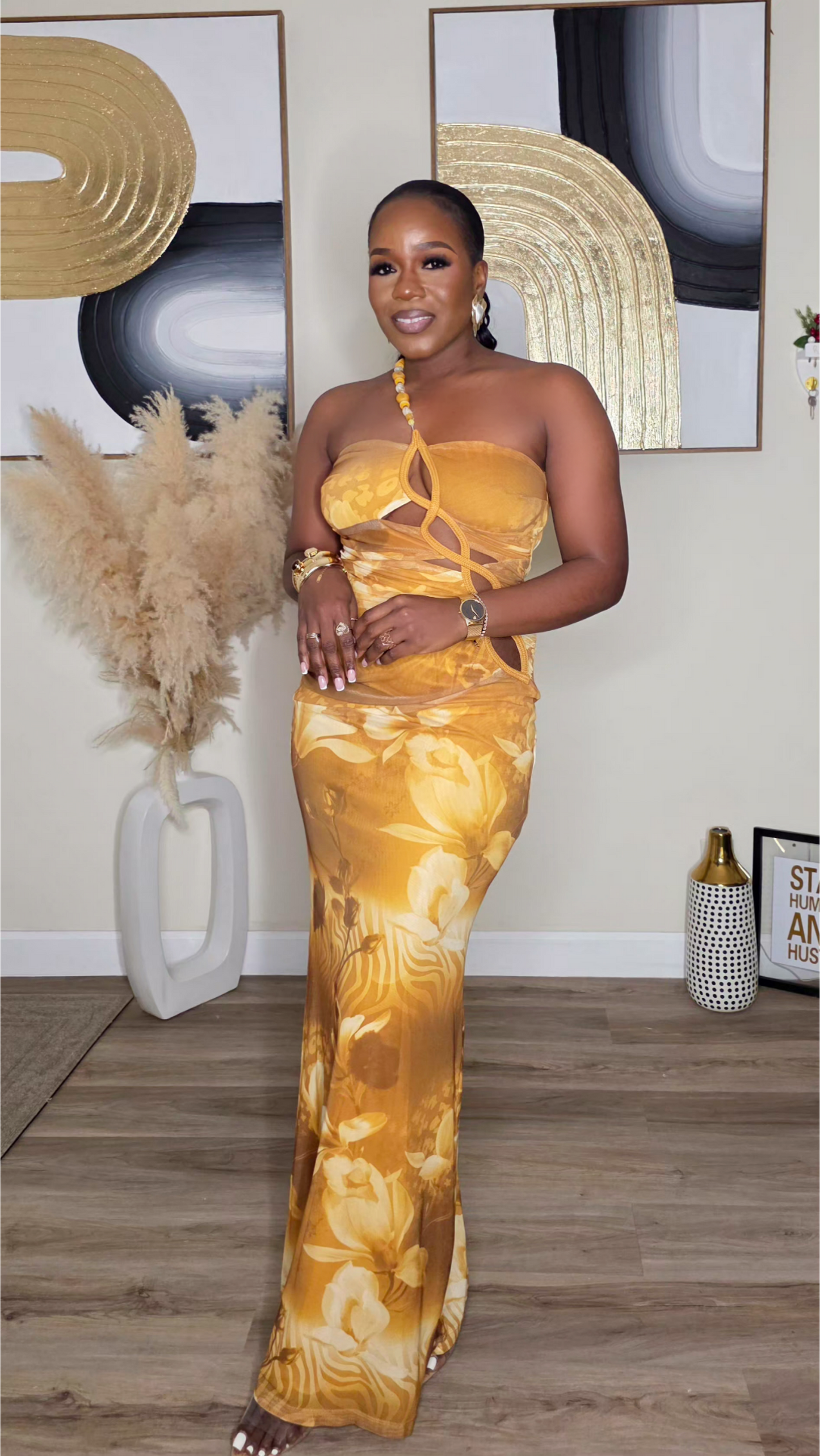 BEAUTY KLOSET MAXI DRESS - YELLOW MULTI