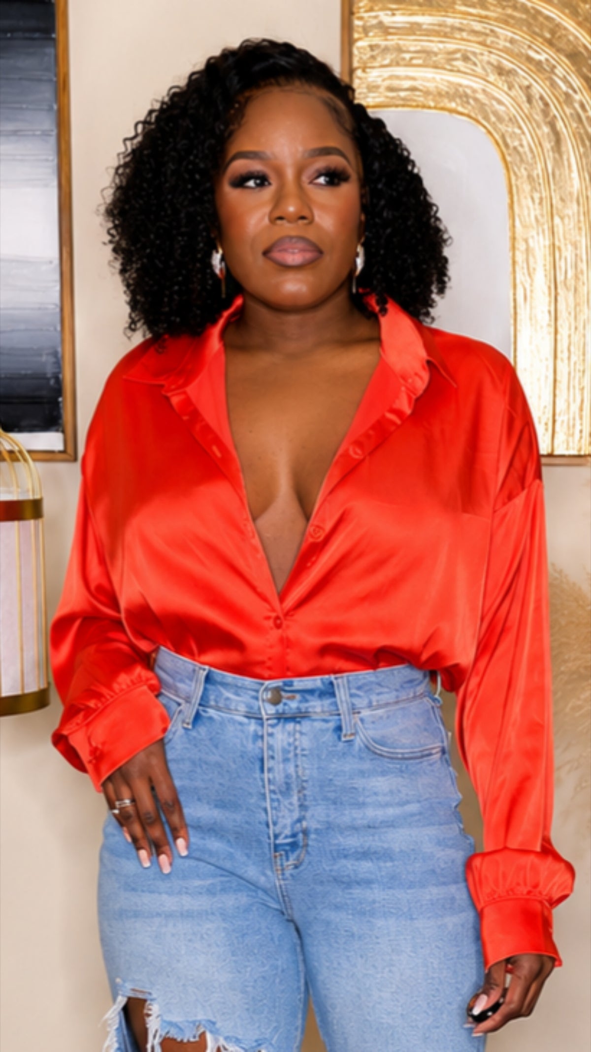 ROUGE AFFAIR SATIN BLOUSE
