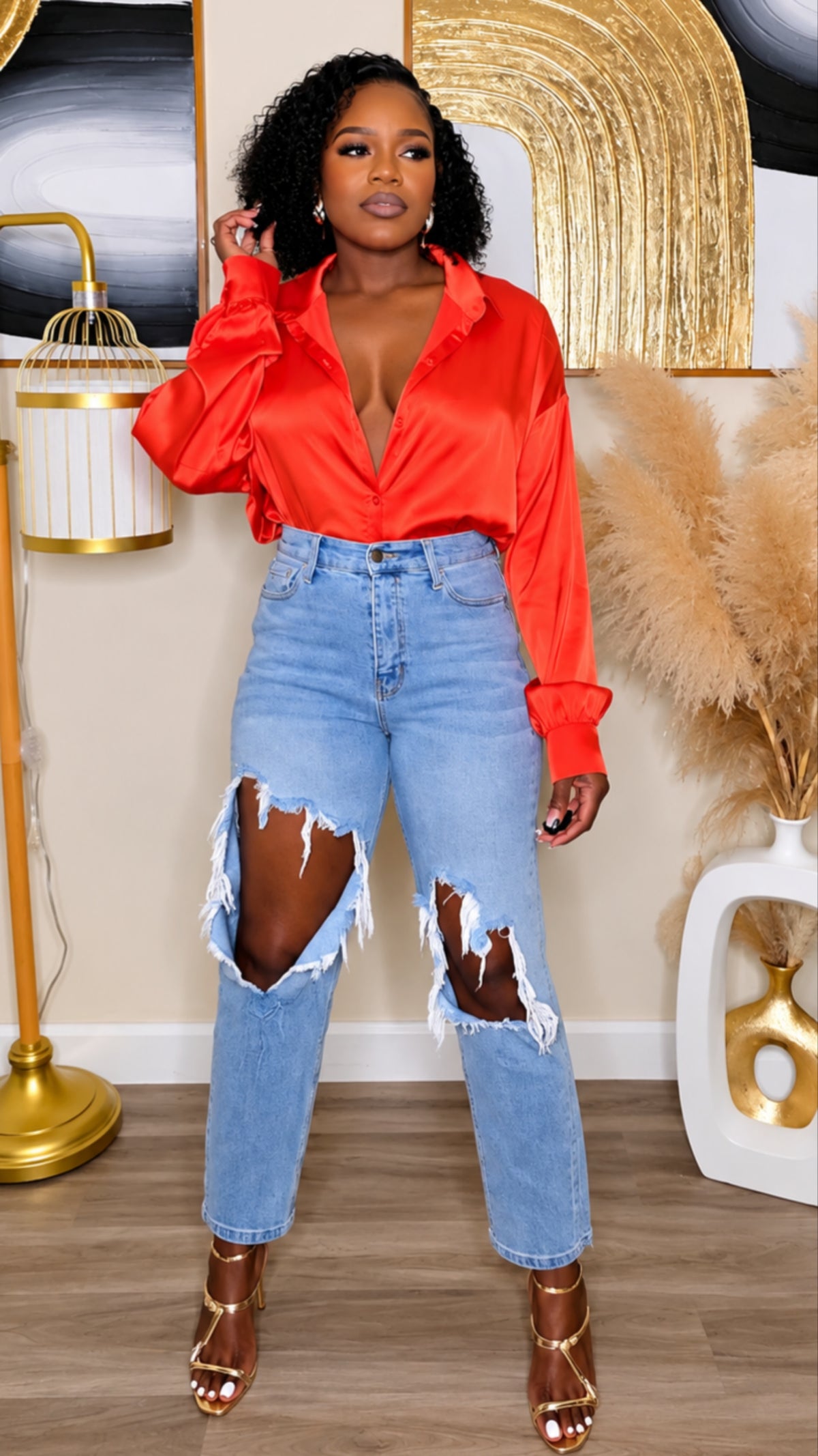 ROUGE AFFAIR SATIN BLOUSE