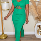 TANGIBLE EFFECT MIDI DRESS - GREEN